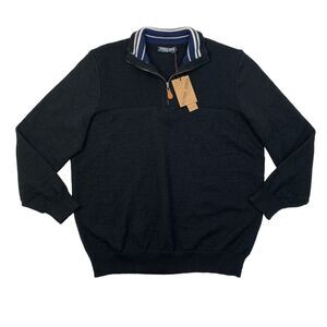 Paul Jones Sweater Mens XL Extra Large Black Quarter Zip Mock Neck Pullover Golf